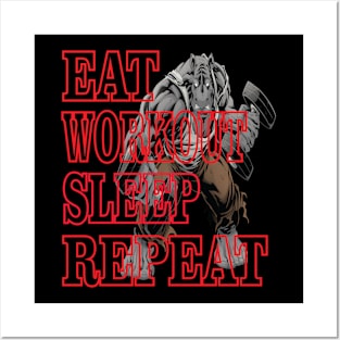 Fitness Shirts Gym Eat Sleep Workout Repeat T-Shirt Shirts and Gift Items Posters and Art